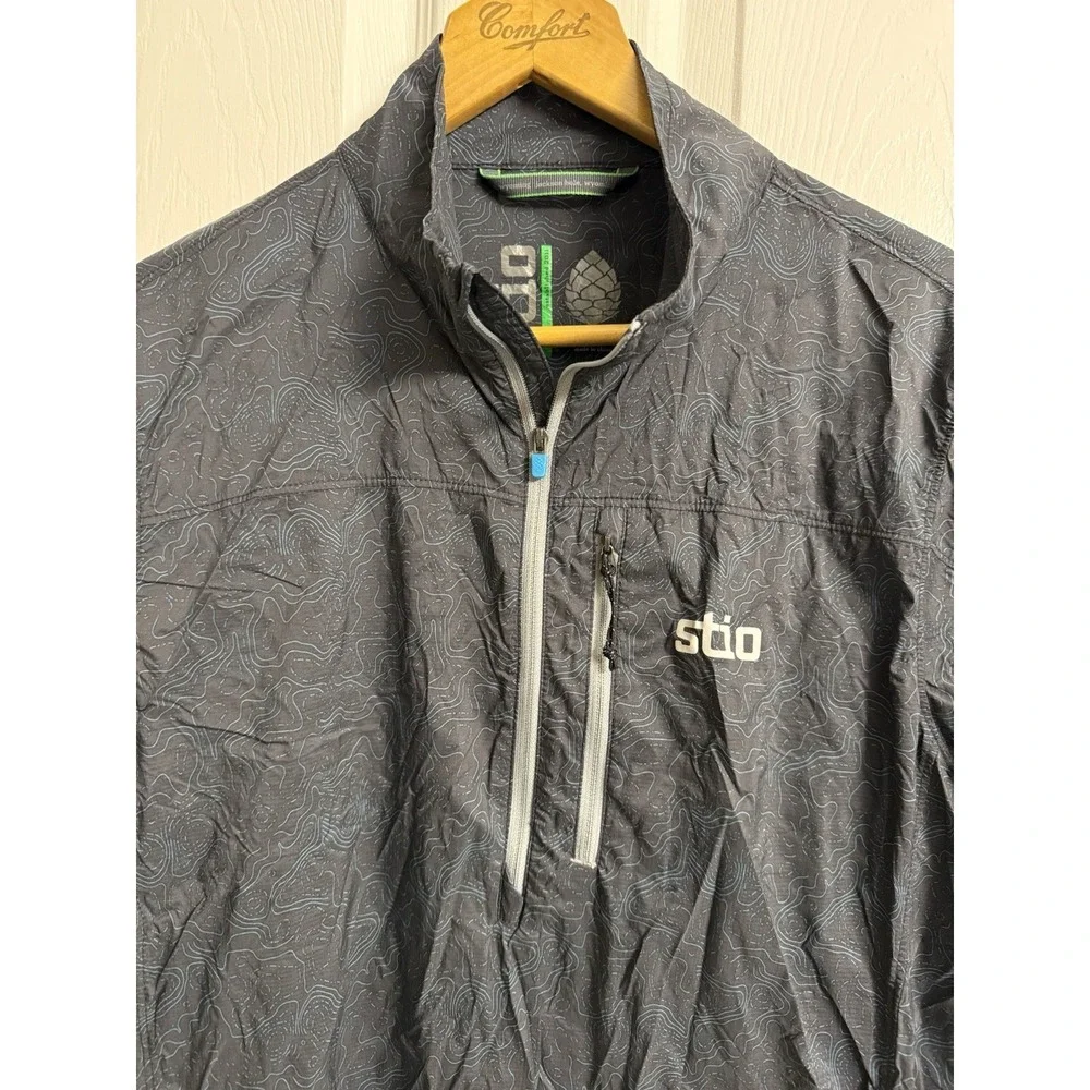 STIO Second Light Windshell Pullover Blue Topographic Pattern Nylon Men's Small